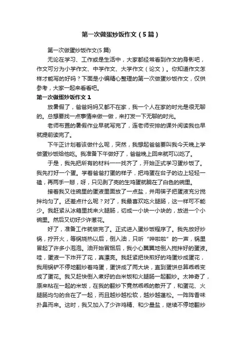 第一次做蛋炒饭作文（5篇）