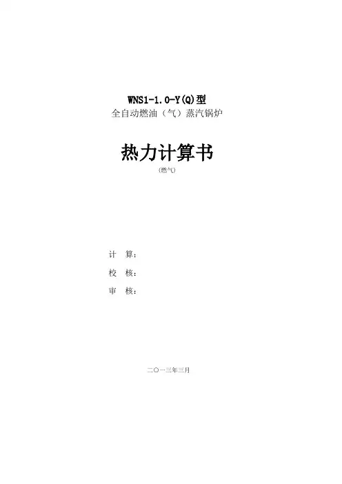 WNS 锅炉燃气热力计算