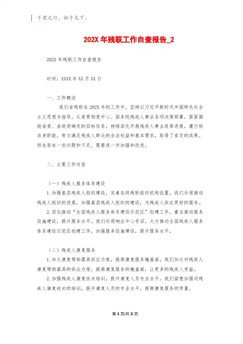 202X年残联工作自查报告_21500字
