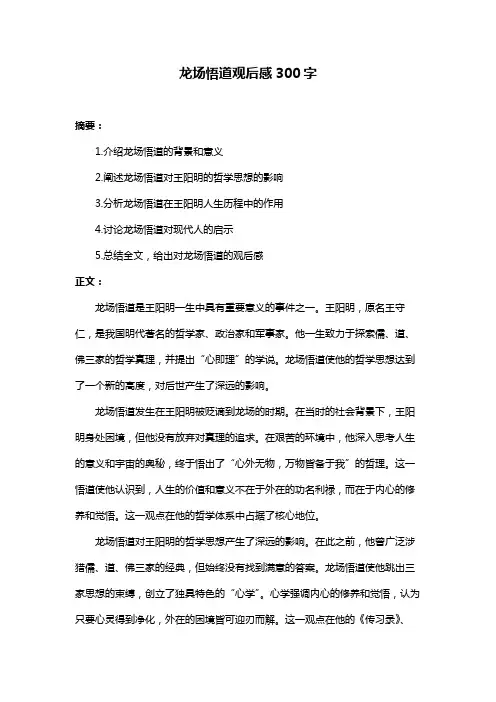 龙场悟道观后感300字 2