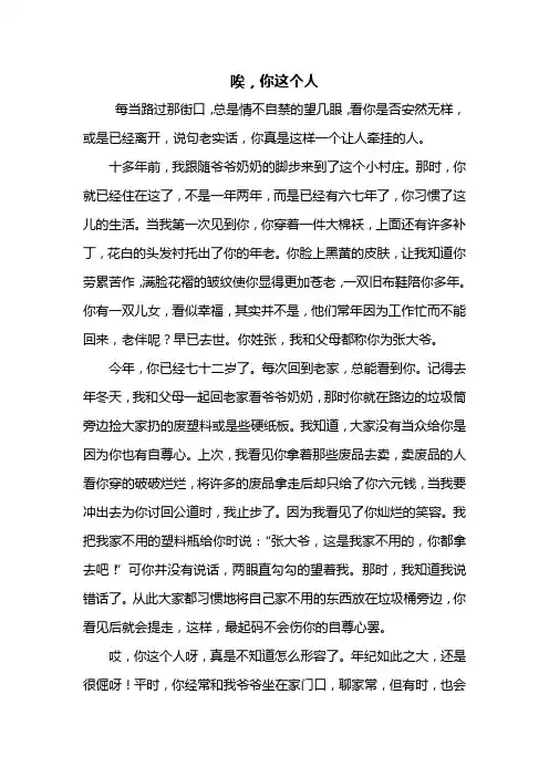 初一作文：唉,你这个人作文700字