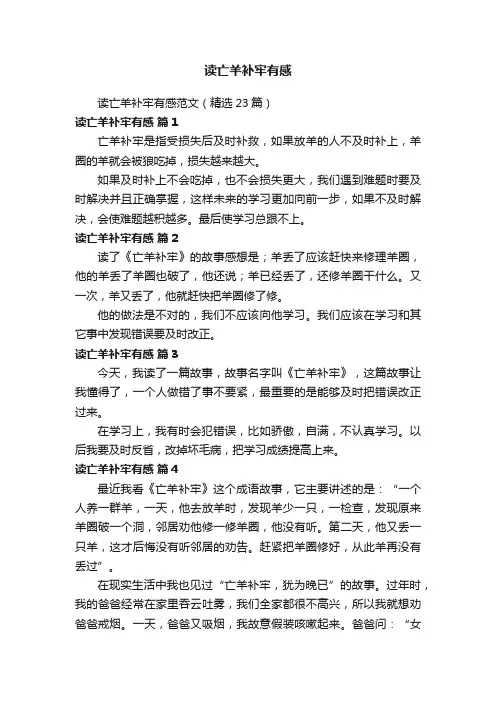 读亡羊补牢有感范文（精选23篇）