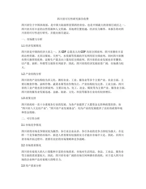 四川省可行性研究报告收费