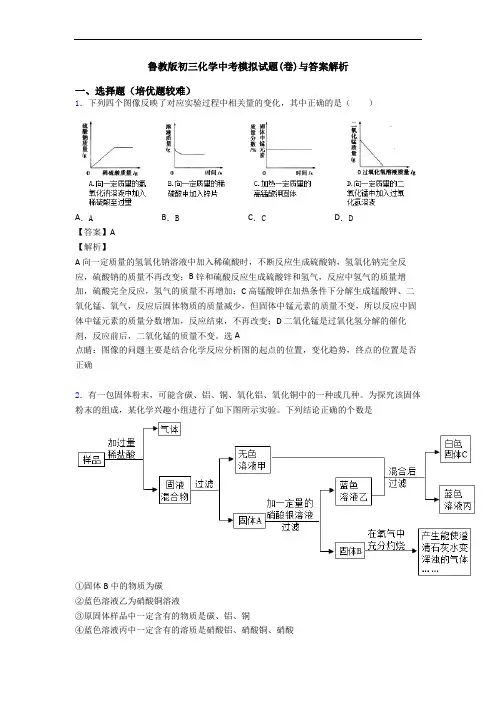 鲁教版初三化学中考模拟试题(卷)与答案解析
