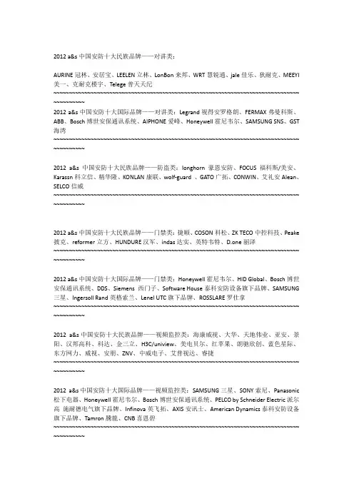 2012年之前的每一届十大安防品牌整理(AS)