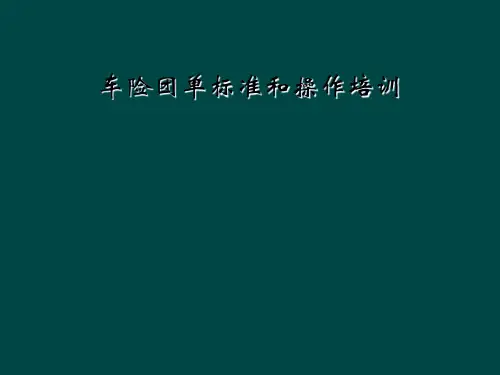 车险团单标准和操作培训