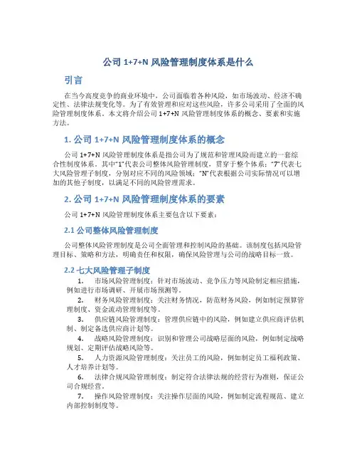 公司1+7+N风险管理制度体系是什么