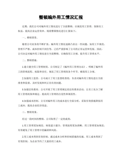 整顿编外用工情况汇报