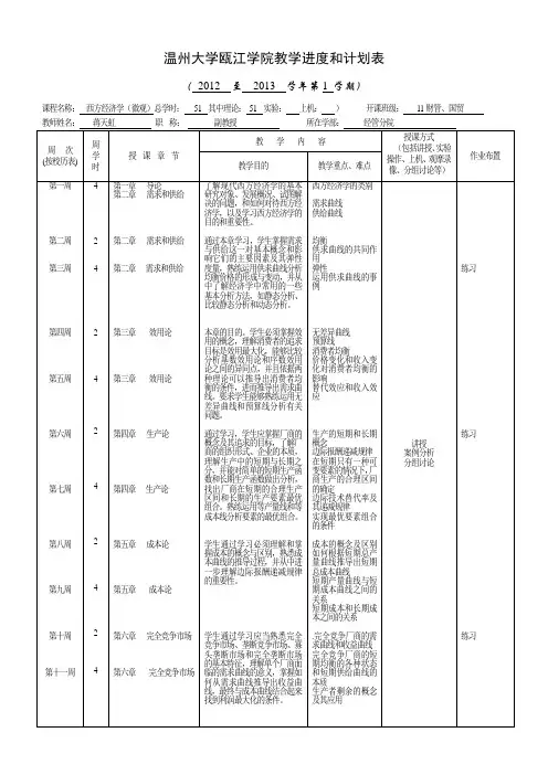 微观教学进度表