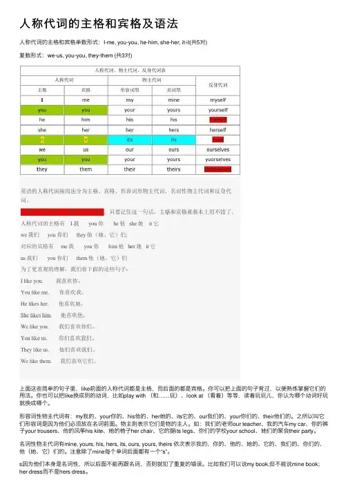 人称代词的主格和宾格及语法