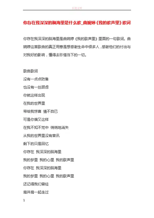 你存在我深深的脑海里是什么歌曲婉婷《我的歌声里》歌词