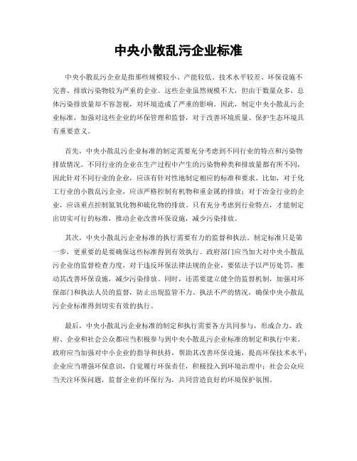 中央小散乱污企业标准