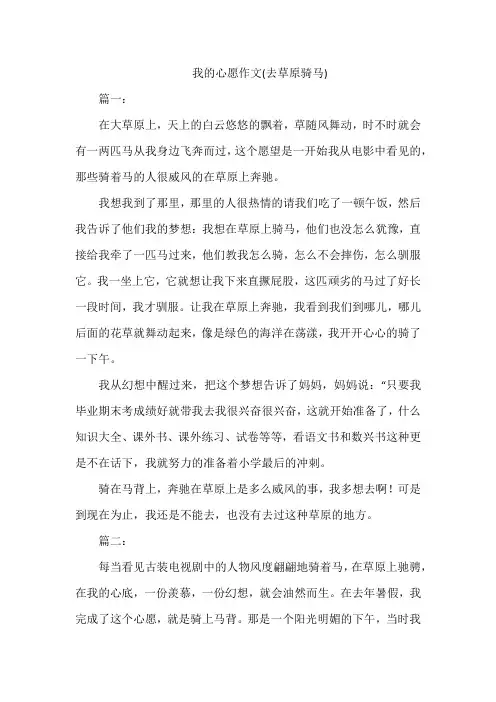 我的心愿作文(去草原骑马)