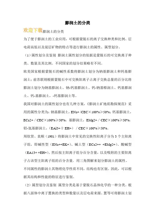膨润土的分类