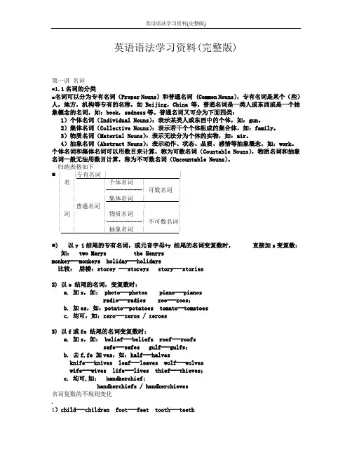 (完整版)英语语法学习资料