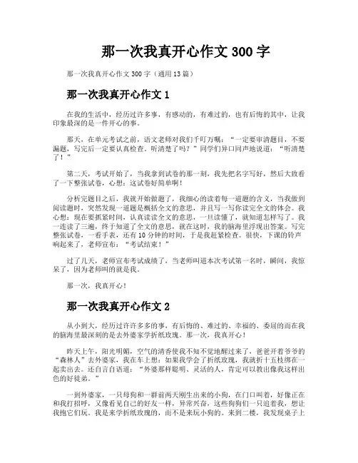 那一次我真开心作文300字