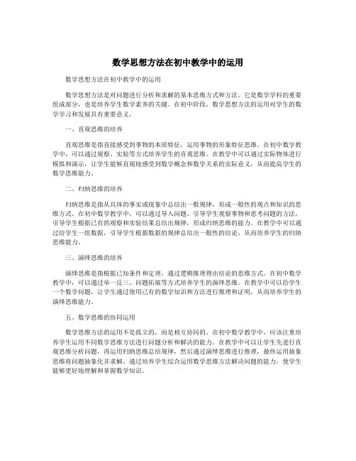 数学思想方法在初中教学中的运用