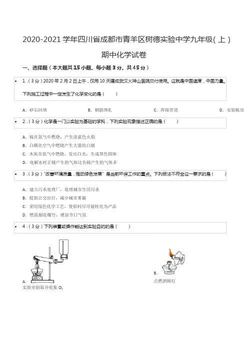 2020-2021学年四川省成都市青羊区树德实验中学九年级(上)期中化学试卷