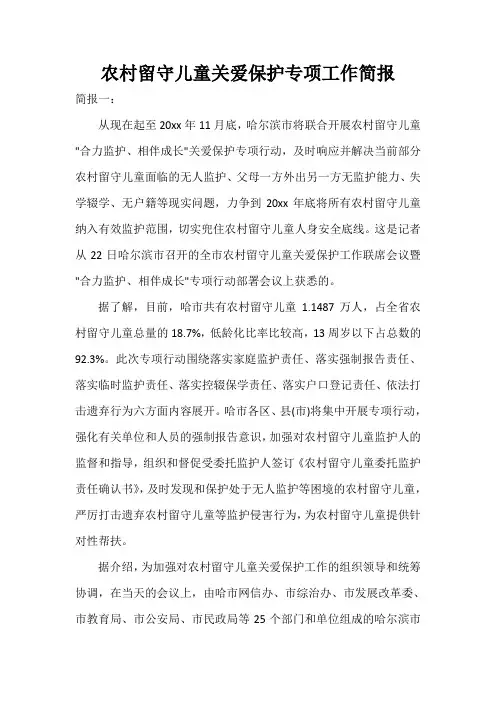  农村留守儿童关爱保护专项工作简报