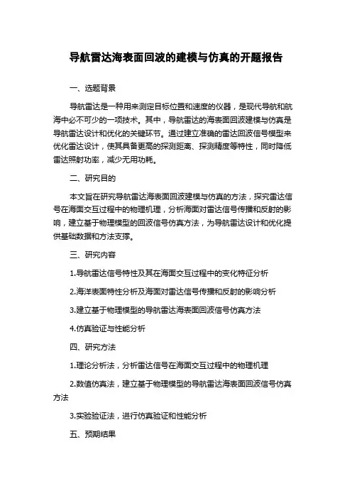 导航雷达海表面回波的建模与仿真的开题报告