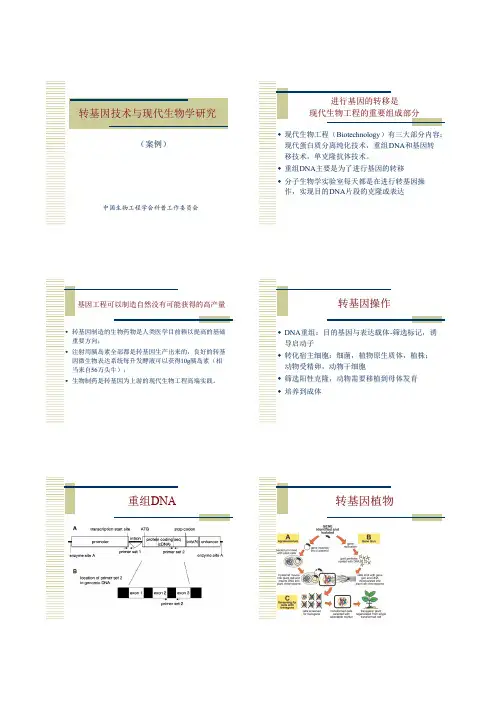 转基因技术与现代生物学研究(案例)