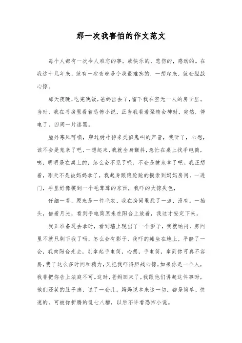 那一次我害怕的作文范文