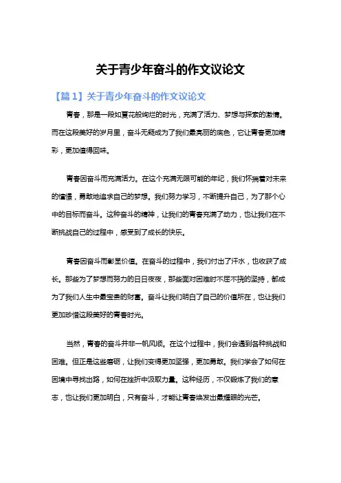 关于青少年奋斗的作文议论文