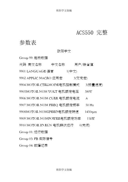 ABB变频器参数设置
