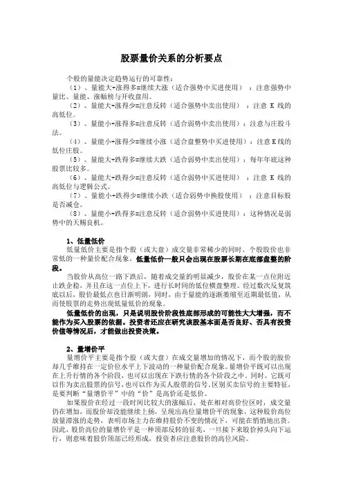 股票量价关系的分析要点