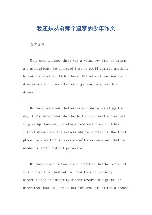 我还是从前那个追梦的少年作文