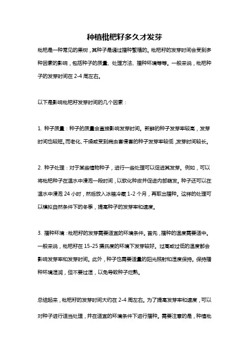 种植枇杷籽多久才发芽