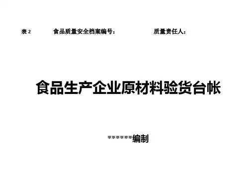 食品生产企业各种可追溯生产记录表格