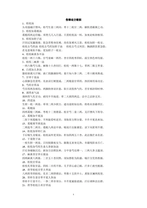 伤寒杂病论方歌.