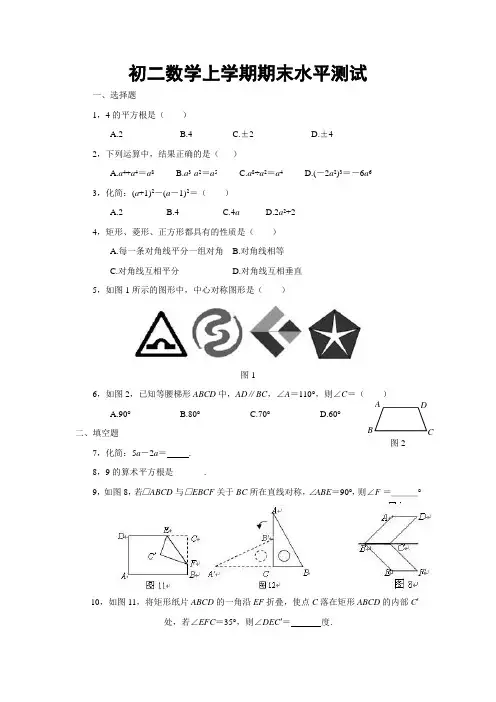 华师大版八年级上册数学期末试卷及答案