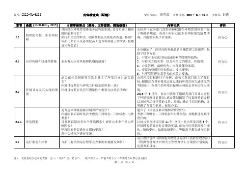 ISO14001销售部内部审核检查表