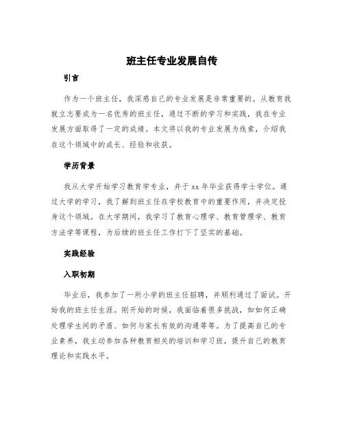 班主任专业发展自传
