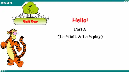 人教版小学英语3年级上-Unit 1-精品教学课件-Part A Let's talk