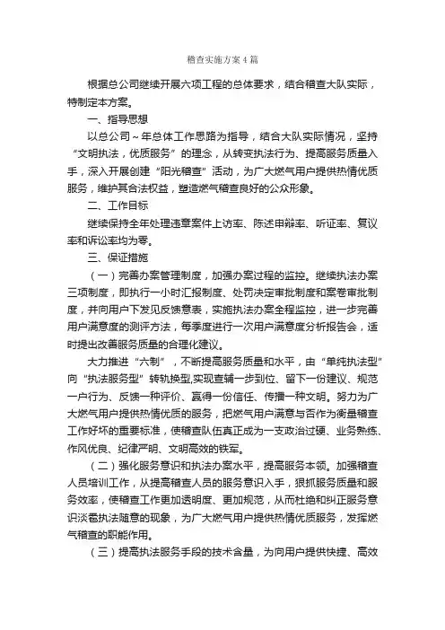 稽查实施方案4篇_实施方案_