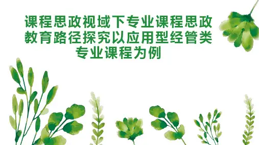 课程思政视域下专业课程思政教育路径探究以应用型经管类专业课程为例