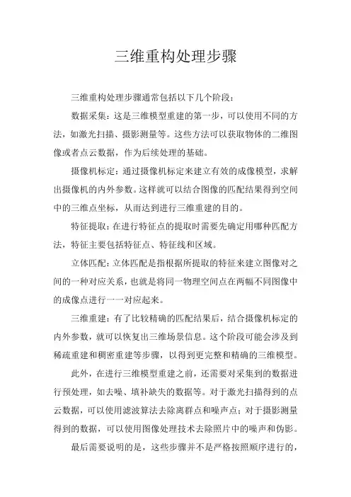 三维重构处理步骤