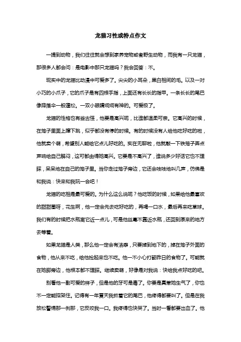 龙猫习性或特点作文