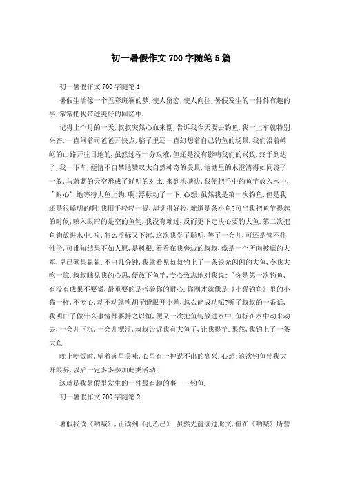 初一暑假作文700字随笔5篇