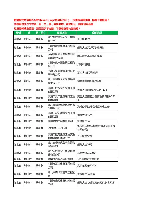 2020新版湖北省荆州市洪湖市建筑装饰有限公司工商企业公司商家名录名单黄页联系电话号码地址大全35家