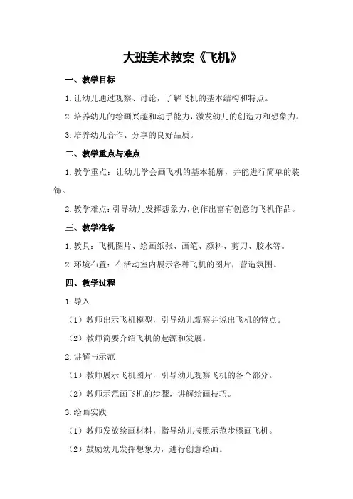 大班美术教案《飞机》