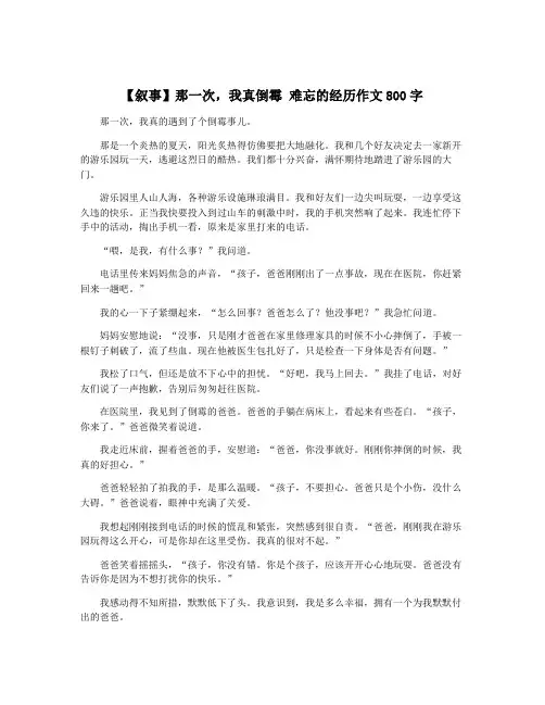 【叙事】那一次,我真倒霉 难忘的经历作文800字