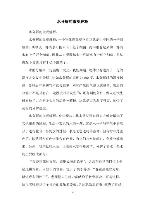 水分解的微观解释