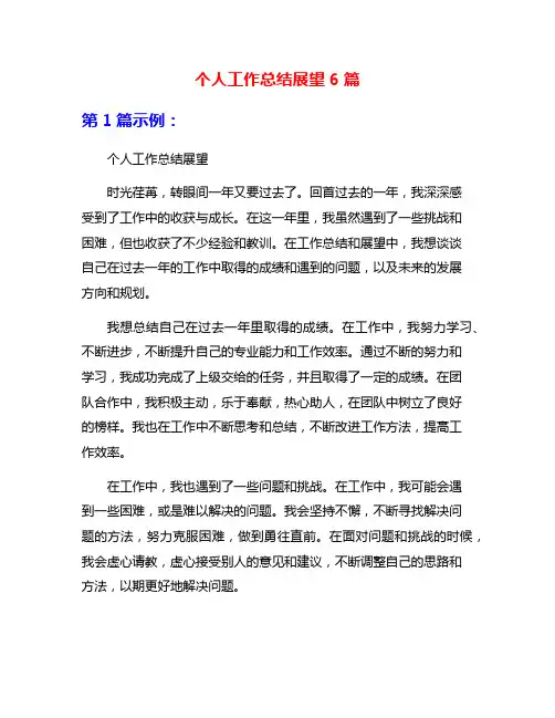 个人工作总结展望6篇