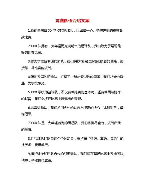 竞赛队伍介绍文案