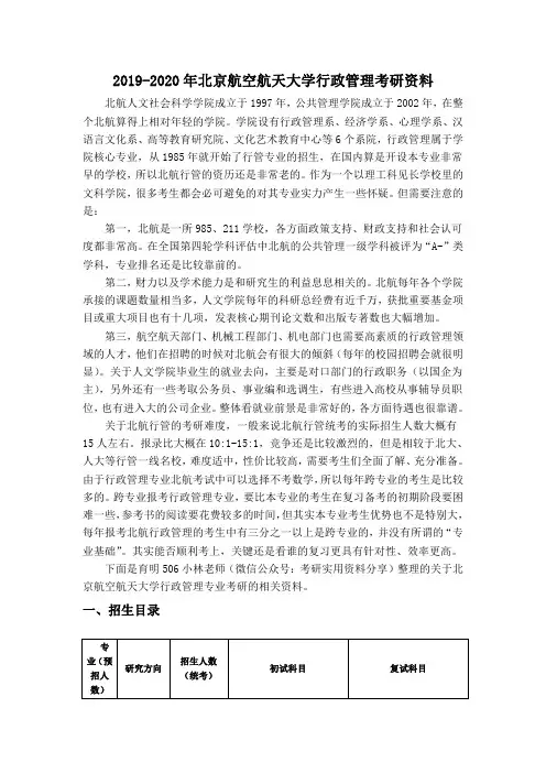 北京航空航天大学行政管理考研备考资料