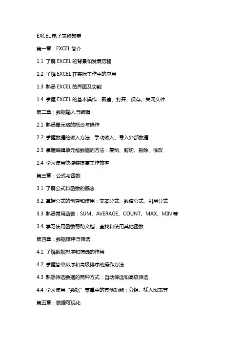 EXCEL电子表格教案